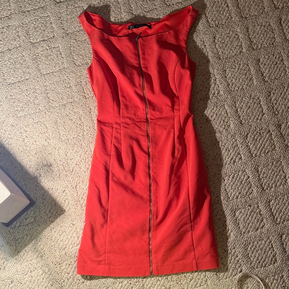 Elegant hot salmon pink Sleeveless Dress